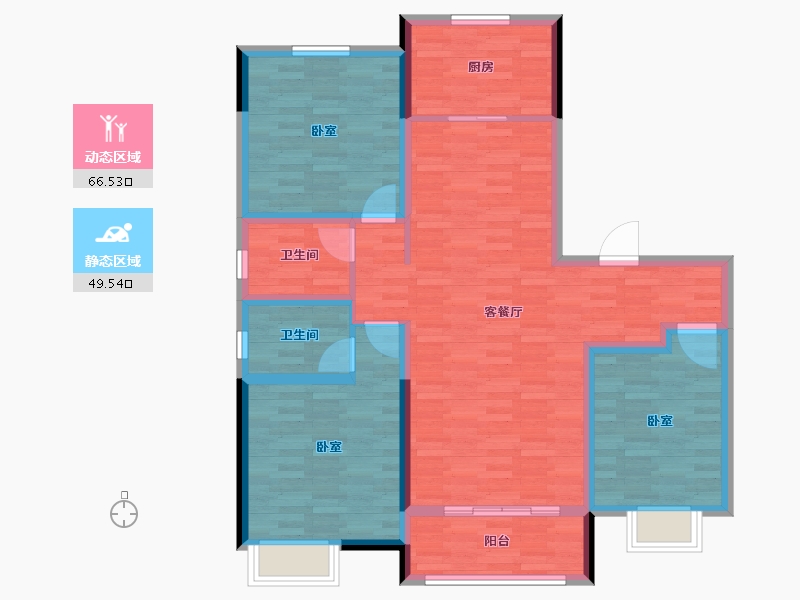 山东省-济南市-鑫苑御泉湾-103.99-户型库-动静分区