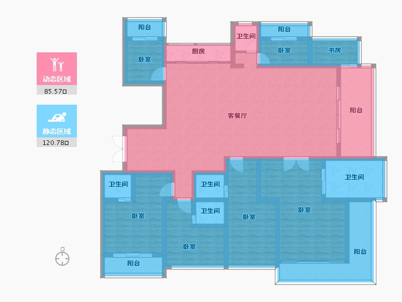 云南省-楚雄彝族自治州-彝海山莊-184.07-户型库-动静分区