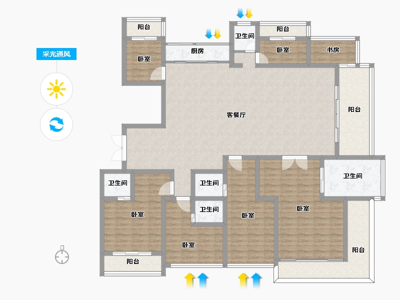 云南省-楚雄彝族自治州-彝海山莊-184.07-户型库-采光通风