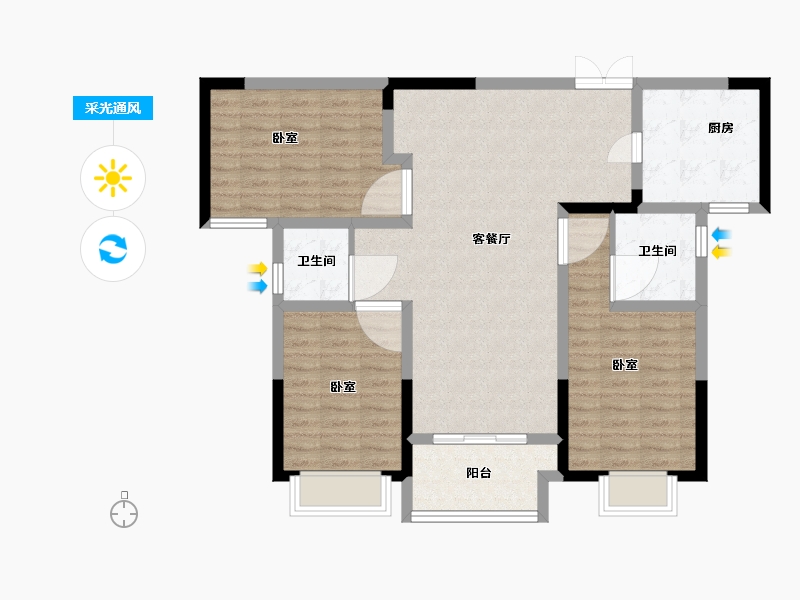 河南省-漯河市-建业西城森林半岛三期·云熙府-96.00-户型库-采光通风