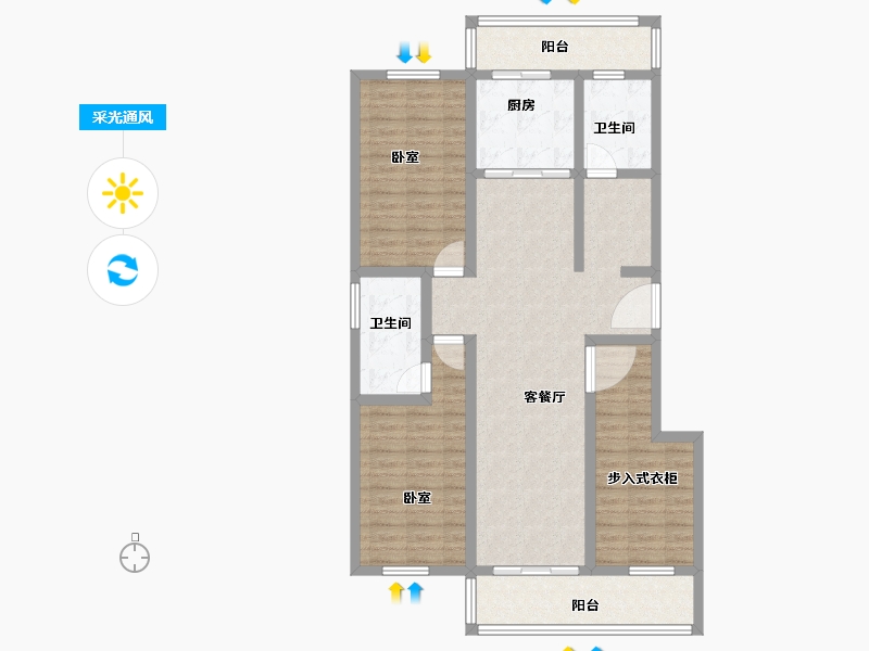 河南省-信阳市-中汇澜湾-105.00-户型库-采光通风