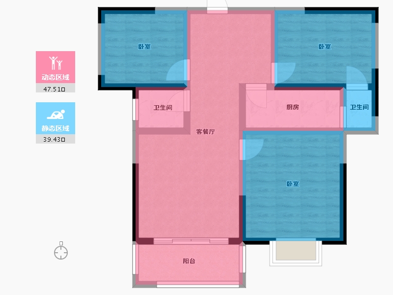 河南省-许昌市-碧湖云天-76.70-户型库-动静分区