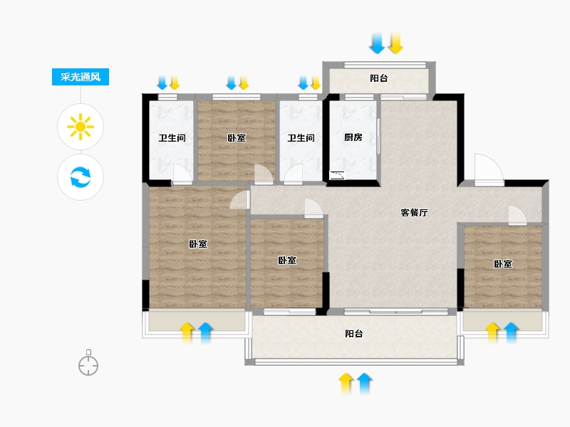 河南省-南阳市-淅川碧桂园·翡翠郡-114.00-户型库-采光通风