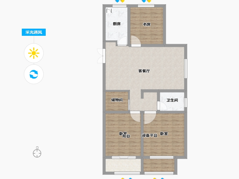 山东省-德州市-陵城地鑫·御园-91.60-户型库-采光通风