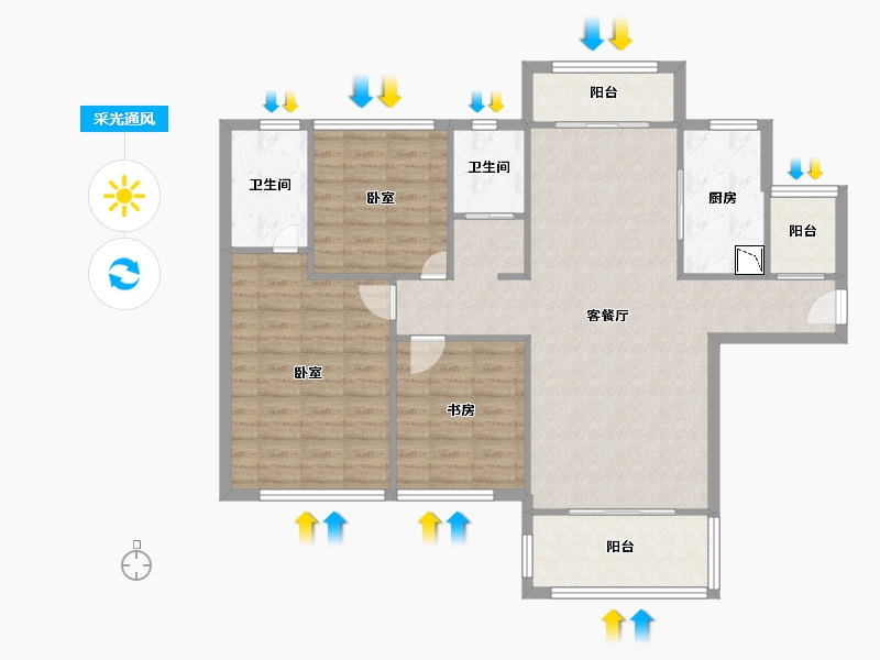 河南省-信阳市-誉鼎城央学府-106.03-户型库-采光通风