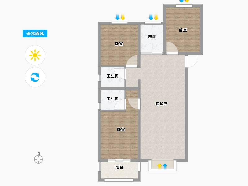 河南省-商丘市-君鹏•江山一品-100.61-户型库-采光通风