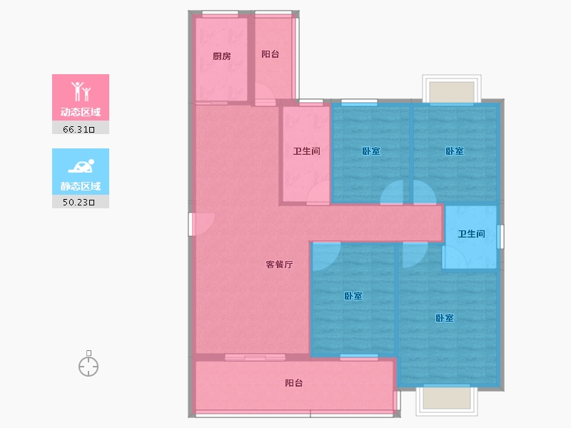 河南省-信阳市-信达公园壹号-105.45-户型库-动静分区