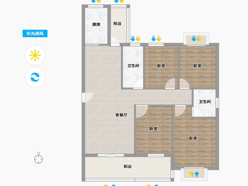 河南省-信阳市-信达公园壹号-105.45-户型库-采光通风