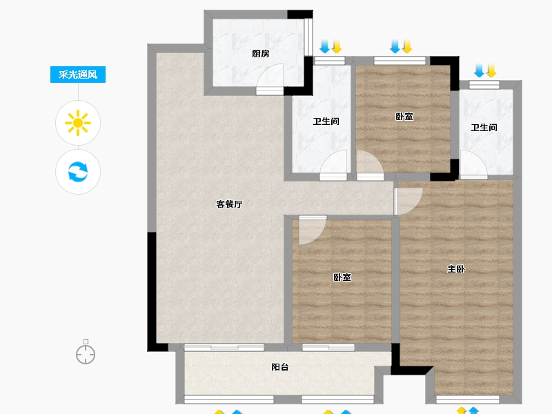 河南省-商丘市-建业公园里-96.00-户型库-采光通风