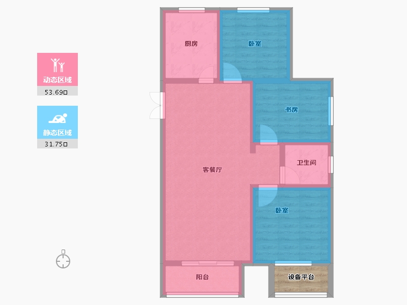 山东省-德州市-陵城地鑫·御园-78.91-户型库-动静分区