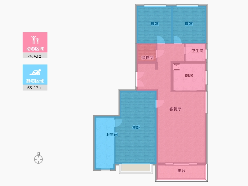 山东省-济南市-铂悦凤犀台-128.62-户型库-动静分区