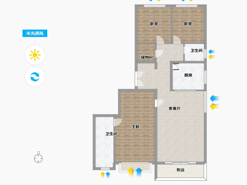 山东省-济南市-铂悦凤犀台-128.62-户型库-采光通风