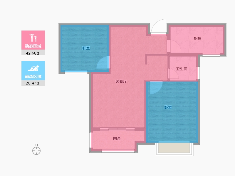 河南省-商丘市-金顶华府-69.83-户型库-动静分区