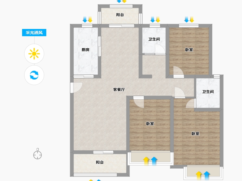 河南省-许昌市-物华·溪悦-103.19-户型库-采光通风