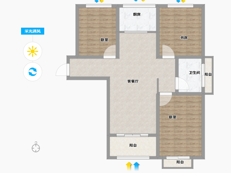 山东省-淄博市-文博苑-96.42-户型库-采光通风