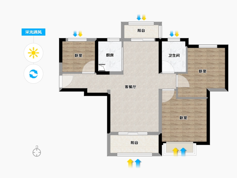 河南省-郑州市-信保十里樾-84.01-户型库-采光通风