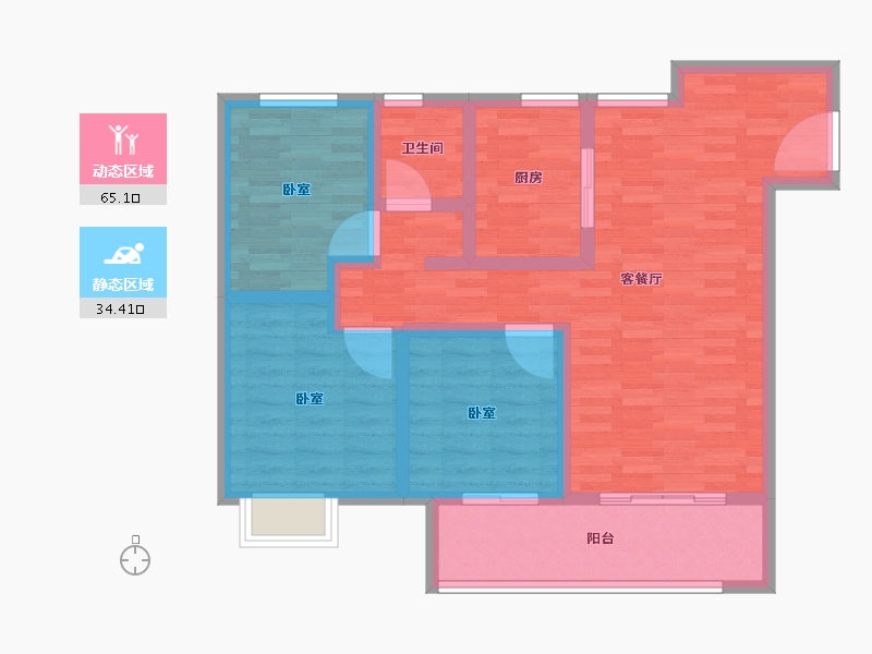 山东省-济南市-天宸-88.36-户型库-动静分区