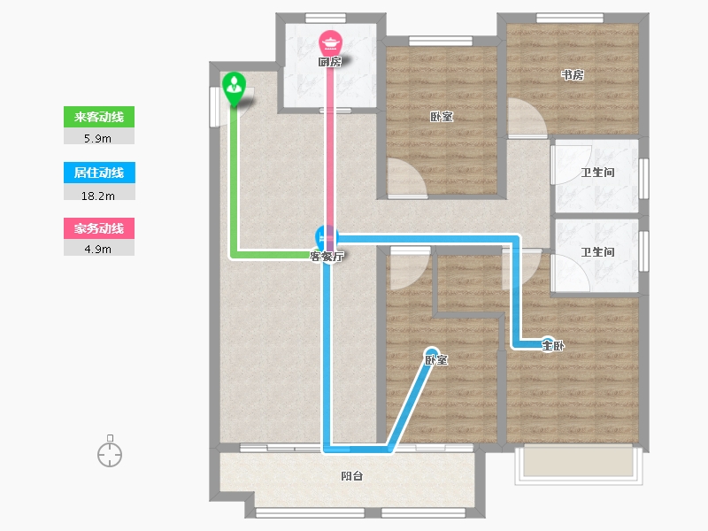 山东省-滨州市-中梁·壹号院-118.01-户型库-动静线