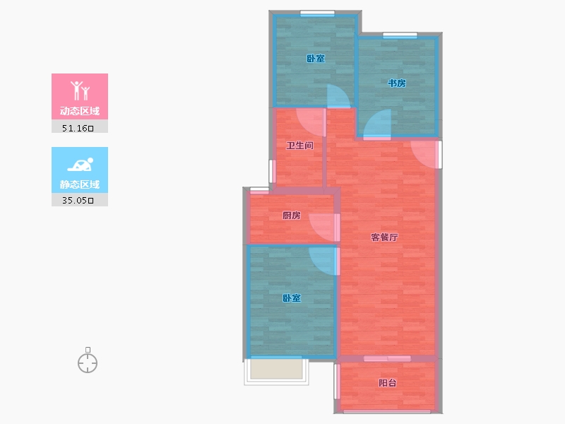 河南省-郑州市-合筑•玖合湾-78.00-户型库-动静分区