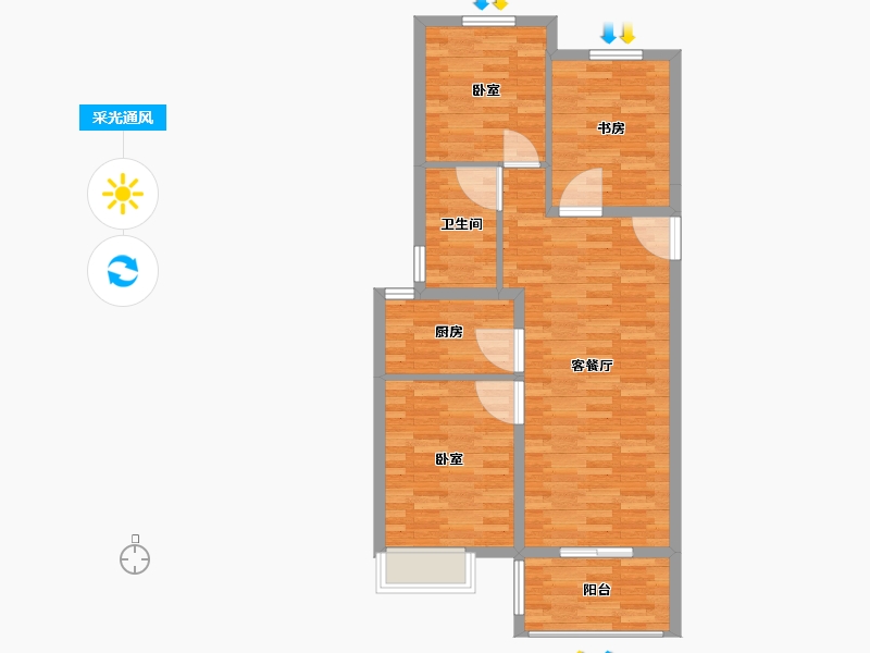 河南省-郑州市-合筑•玖合湾-78.00-户型库-采光通风