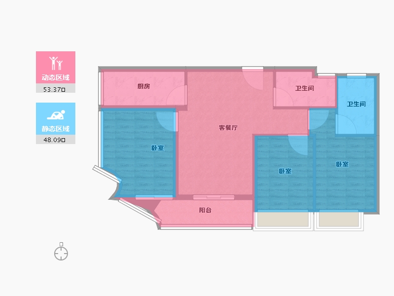 河南省-郑州市-民安城市之光-90.90-户型库-动静分区