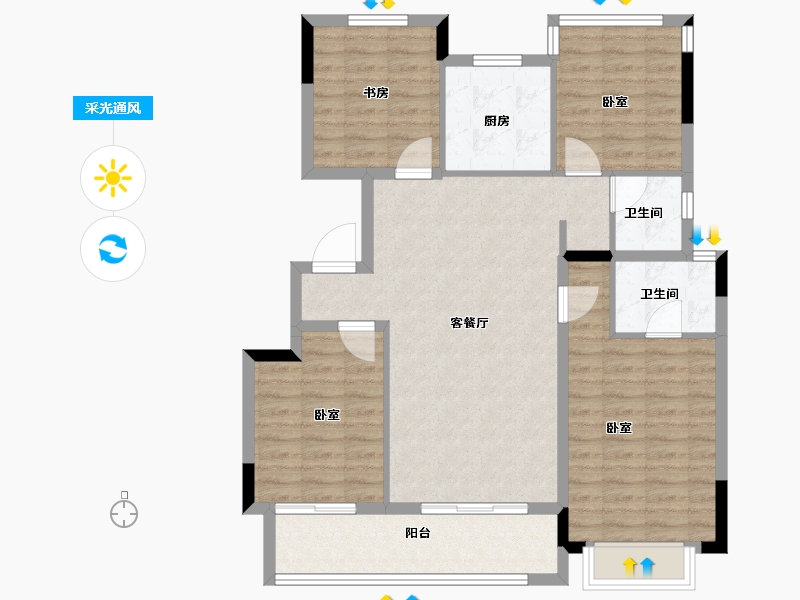 浙江省-绍兴市-祥生蓝光白马郡-101.00-户型库-采光通风