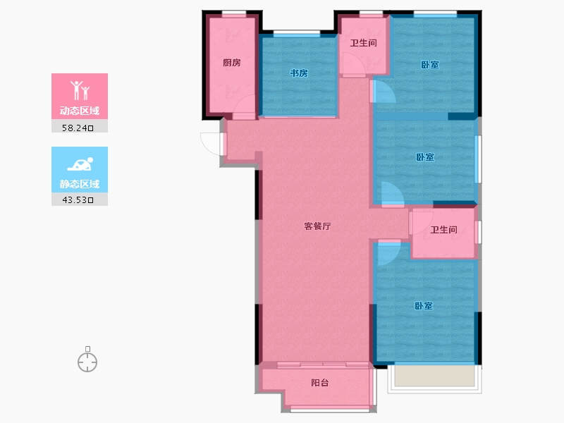 河南省-郑州市-中建·林溪上郡-90.88-户型库-动静分区