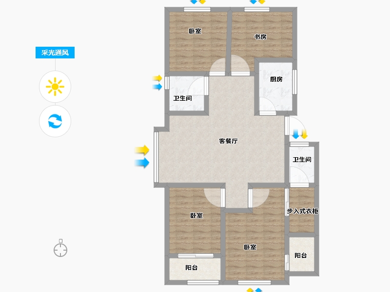 河南省-新乡市-理想国-100.86-户型库-采光通风