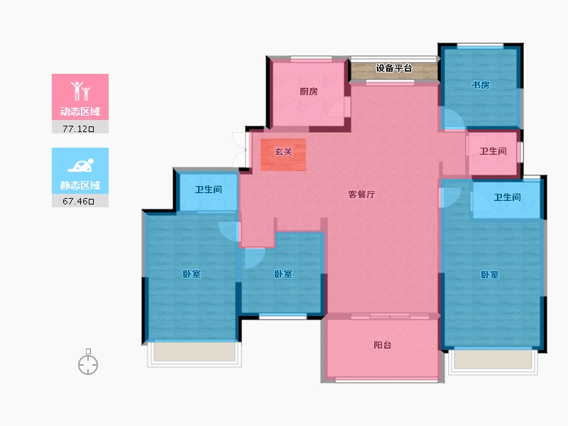 河南省-郑州市-中建·林溪上郡-132.95-户型库-动静分区