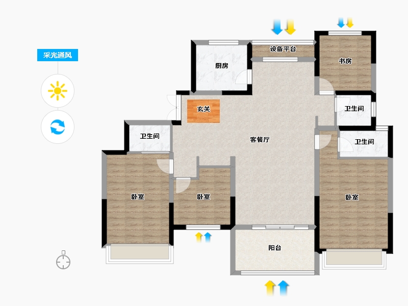 河南省-郑州市-中建·林溪上郡-132.95-户型库-采光通风