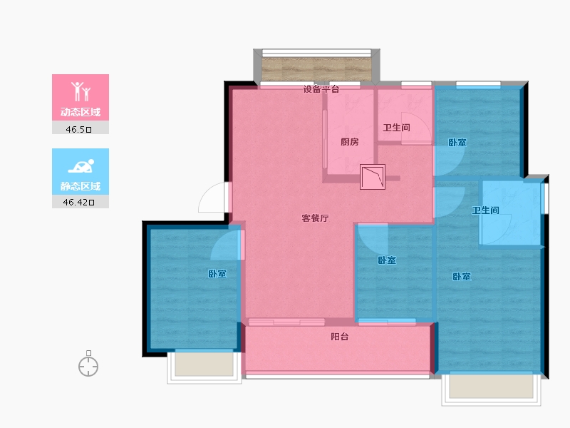 浙江省-绍兴市-荣安御宾府-86.01-户型库-动静分区