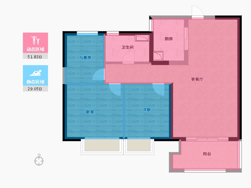 河南省-郑州市-信保十里樾-72.00-户型库-动静分区