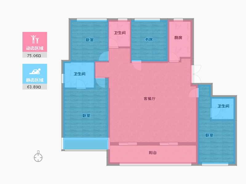 河南省-洛阳市-荣盛中心-126.17-户型库-动静分区