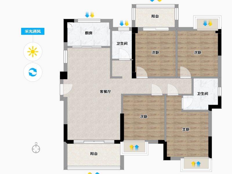 福建省-福州市-中发·海悦天澜-95.99-户型库-采光通风