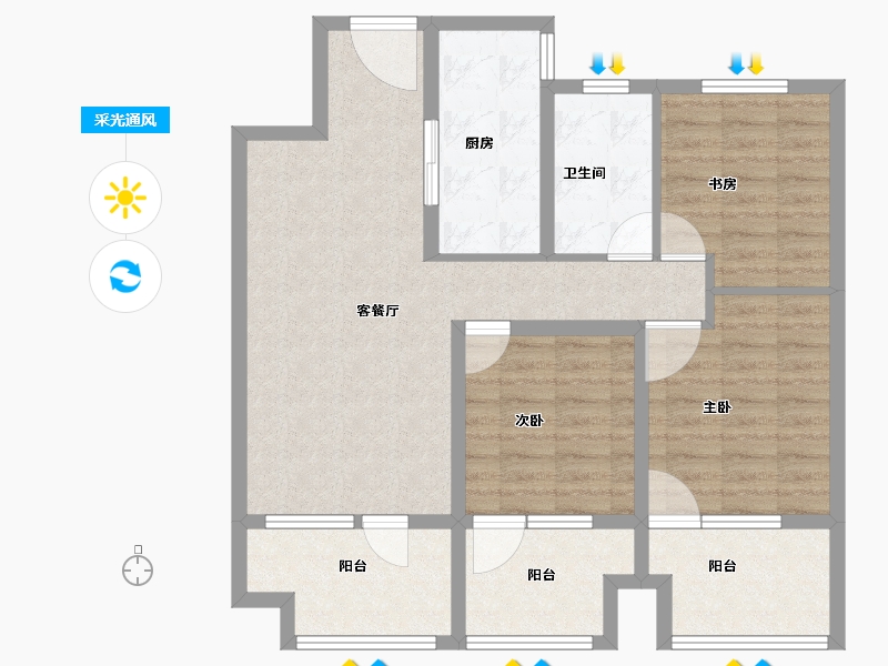 山东省-青岛市-青岛海洋活力区|融创中心·融耀-89.71-户型库-采光通风