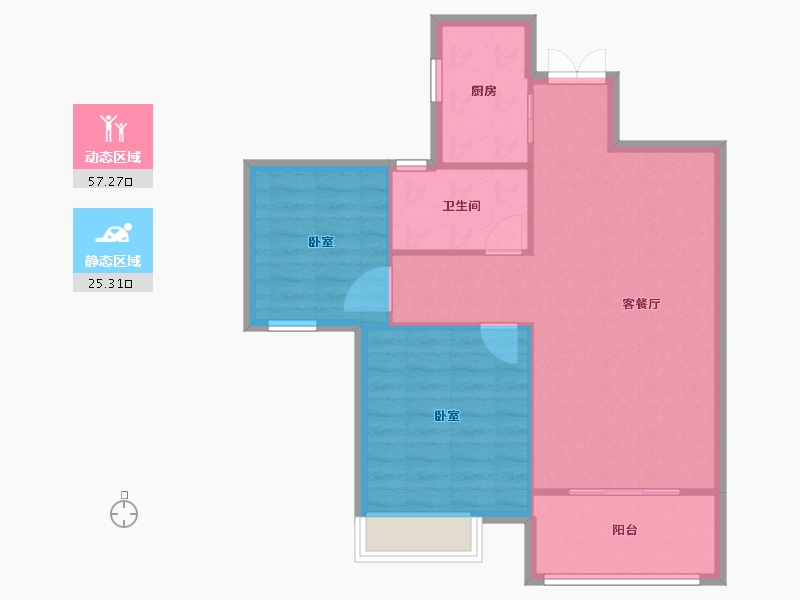 浙江省-嘉兴市-龙源豪庭-75.62-户型库-动静分区