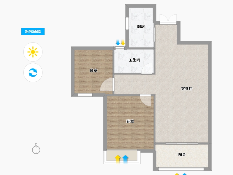 浙江省-嘉兴市-龙源豪庭-75.62-户型库-采光通风