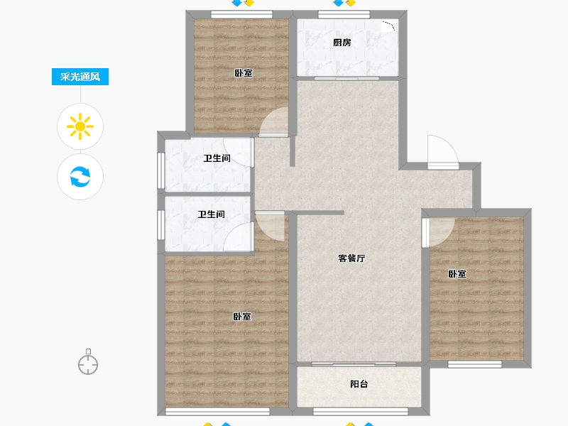 河南省-安阳市-润安文和苑-104.00-户型库-采光通风