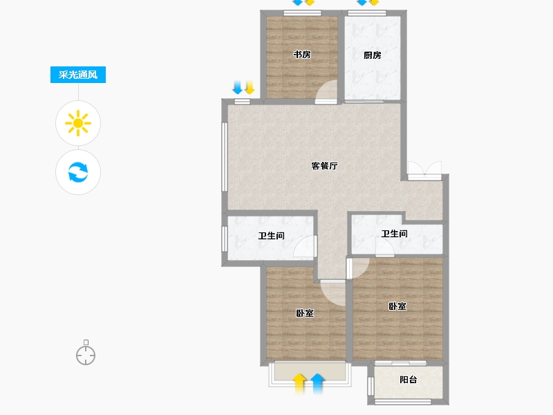 山东省-德州市-红烨・一品-101.00-户型库-采光通风