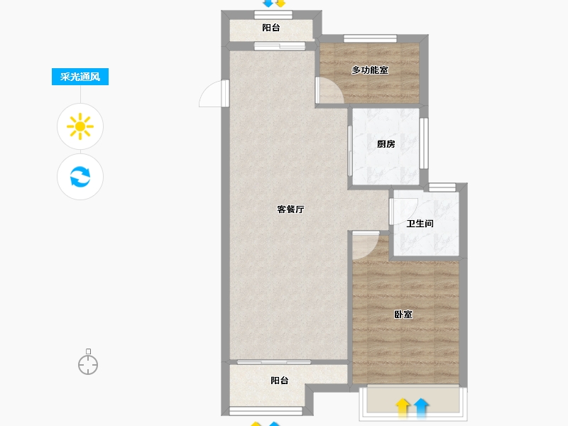 浙江省-嘉兴市-春风江南-62.20-户型库-采光通风