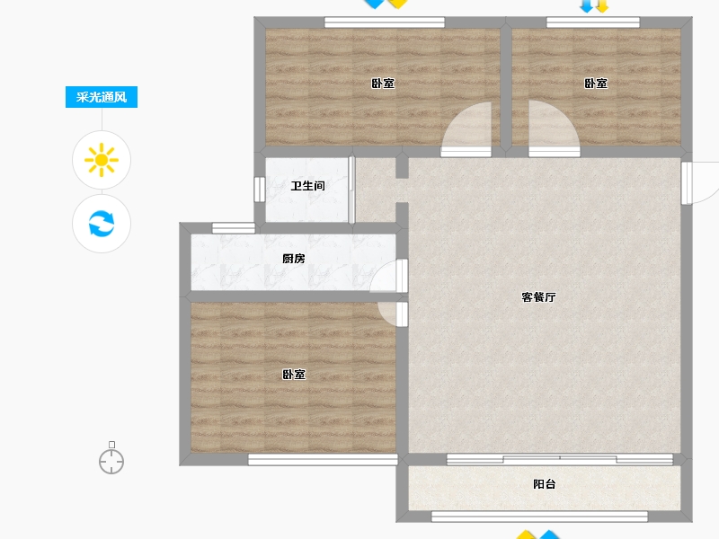 山东省-滨州市-海通御墅蓝庭-93.99-户型库-采光通风