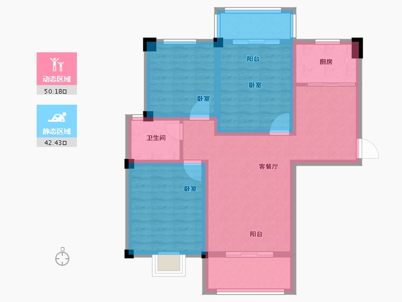 河南省-郑州市-安恒品邸-81.85-户型库-动静分区