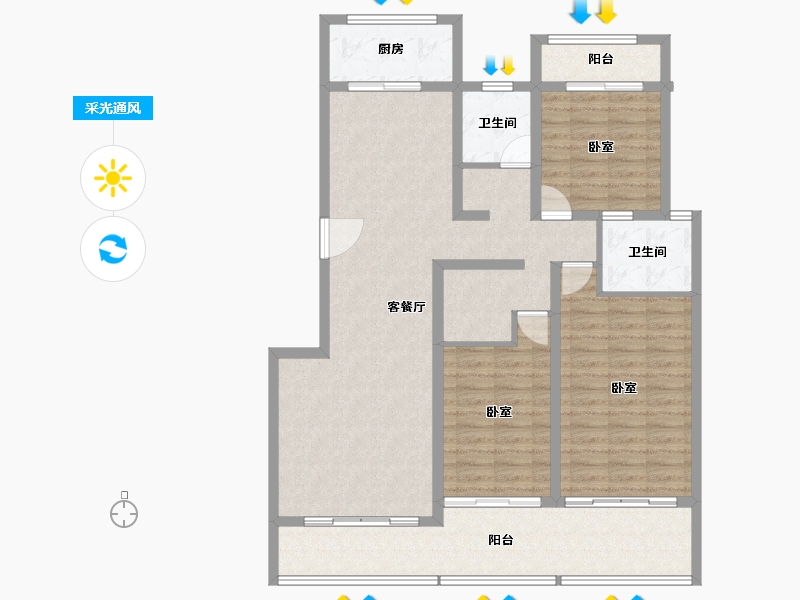 河南省-郑州市-民安城市之光-120.44-户型库-采光通风