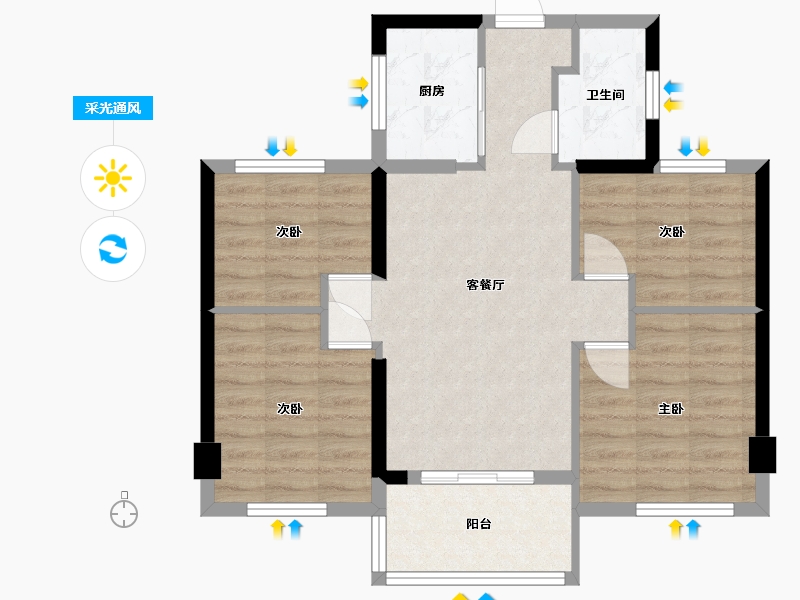 福建省-福州市-世茂·远洋东江湾-71.01-户型库-采光通风