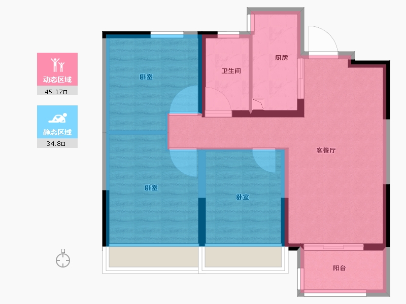 河南省-郑州市-旭辉有园-71.00-户型库-动静分区