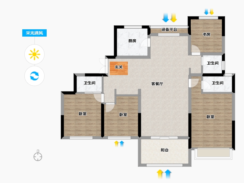 河南省-郑州市-中建·林溪上郡-129.07-户型库-采光通风