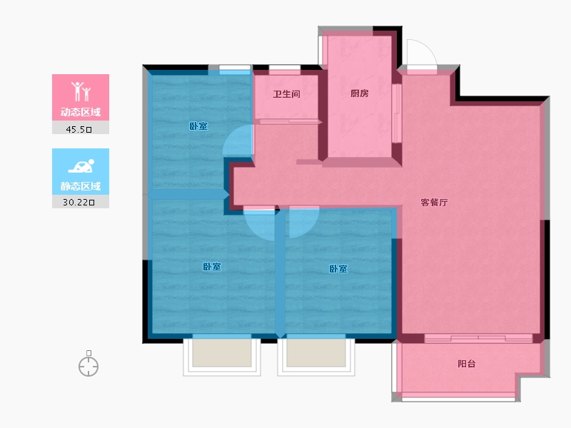 河南省-郑州市-中建·林溪上郡-66.96-户型库-动静分区