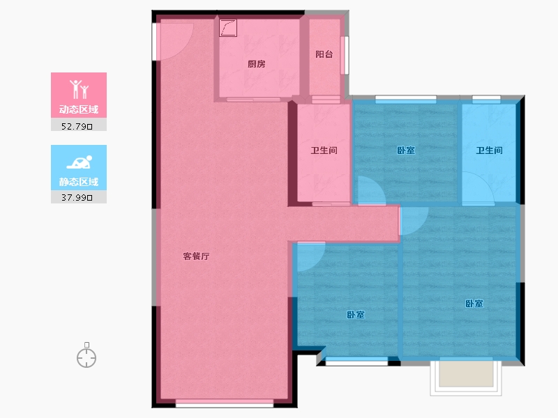 新疆维吾尔自治区-乌鲁木齐市-乌鲁木齐碧桂园三期-81.42-户型库-动静分区