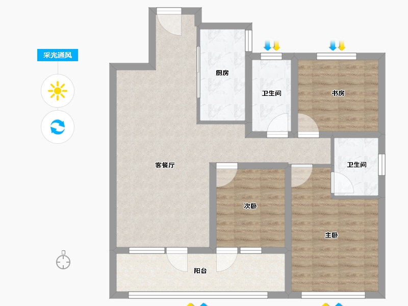 山东省-青岛市-青岛海洋活力区|融创中心·融耀-82.53-户型库-采光通风