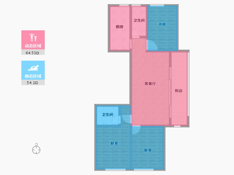 河南省-郑州市-绿城凤湖玫瑰园-106.00-户型库-动静分区